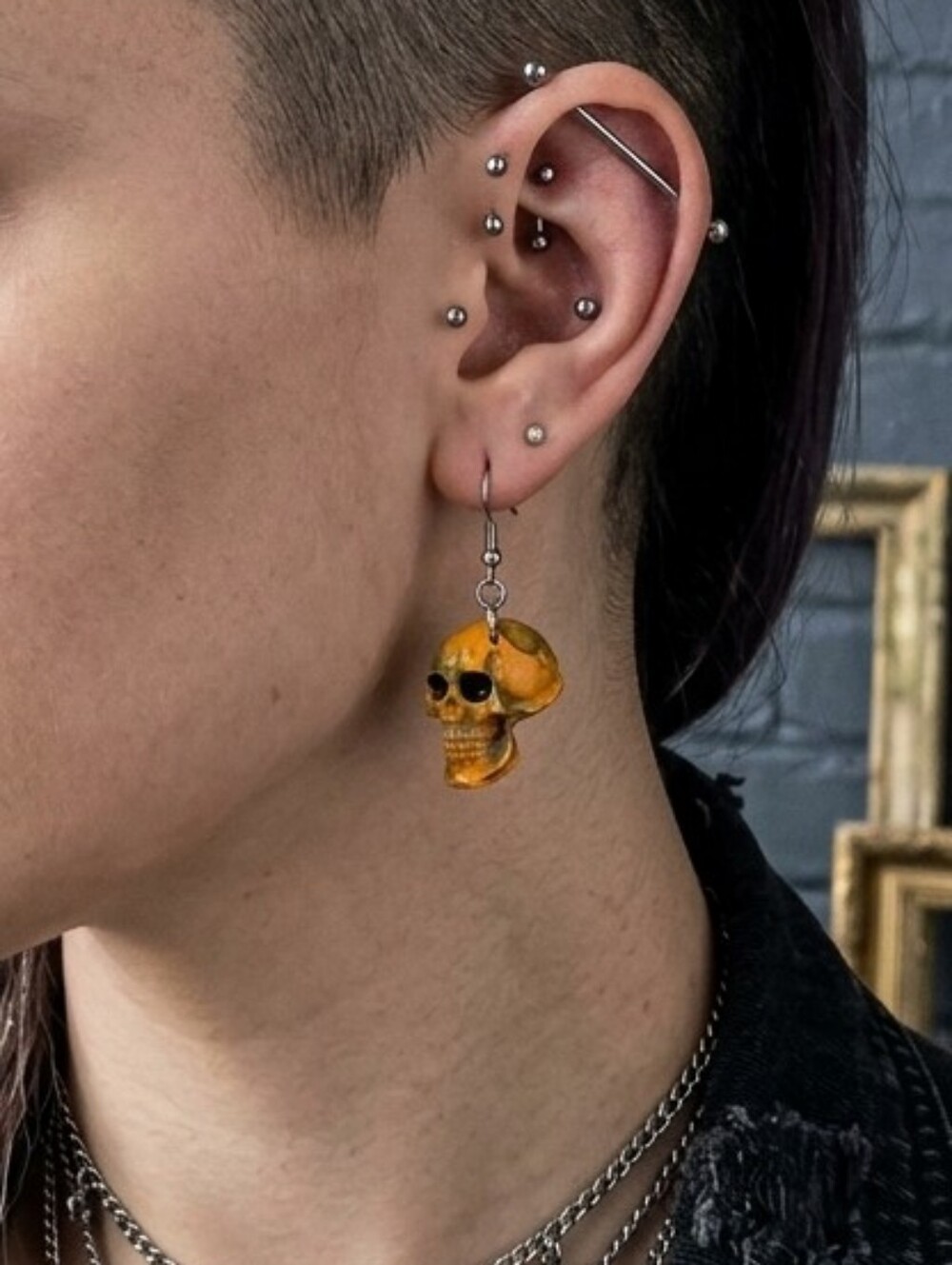 Hancraft Artisan Polymer Skull Earrings